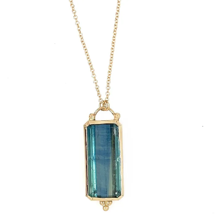 Necklaces Emily Amey Jewelry Teal Kyanite Necklace in 14k Yellow gold