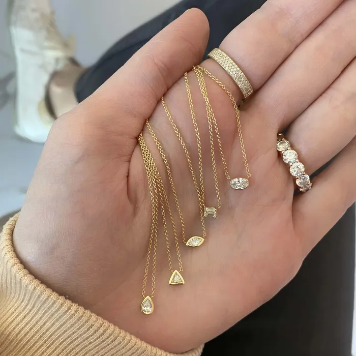 Necklaces Petite Solitaire Diamond Necklace Alev Collection