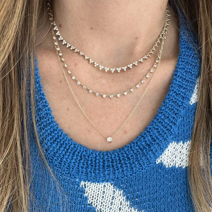 Necklaces Petite Solitaire Diamond Necklace Alev Collection