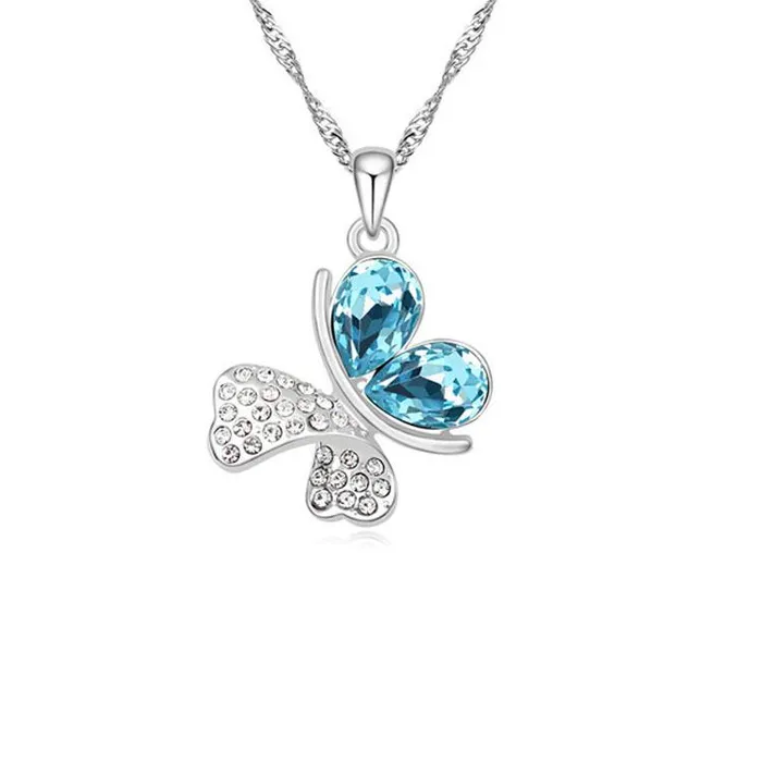 Necklaces Silver Plated Butterfly crystal Pendant Necklace For Women sparklingselections Necklaces Silver Plated Butterfly crystal Pendant Necklace For Women sparklingselections
