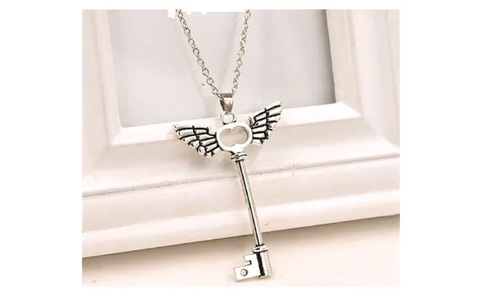 Necklaces sparklingselections Angel Wings Key Friendship Long Chain Silver Pendant Necklace Necklaces sparklingselections Angel Wings Key Friendship Long Chain Silver Pendant Necklace