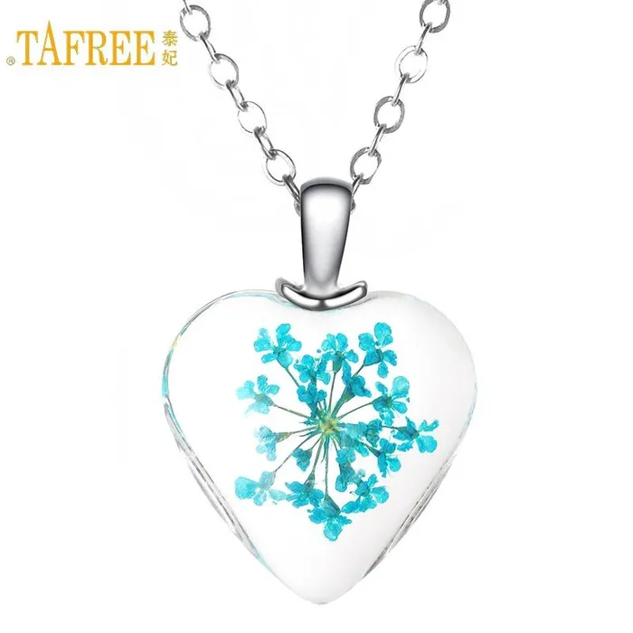 Necklaces sparklingselections New Fashion Natural Dried Flower Crystal Heart Pendant Necklace Necklaces sparklingselections New Fashion Natural Dried Flower Crystal Heart Pendant Necklace