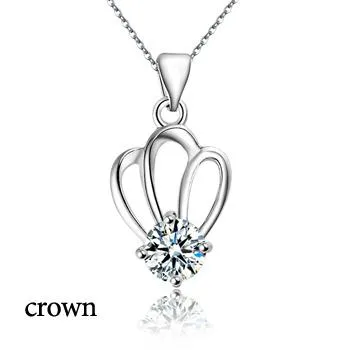Necklaces sparklingselections Silver Plated Crystal Zircon Pendant Necklace Necklaces sparklingselections Silver Plated Crystal Zircon Pendant Necklace