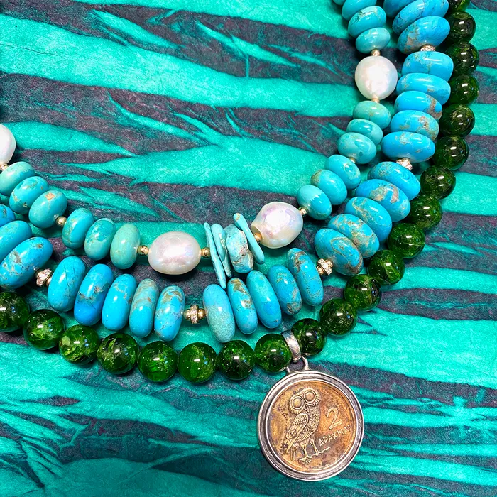 Necklaces Turquoise and Baroque Pearl Necklace Elisa Ilana Necklaces Turquoise and Baroque Pearl Necklace Elisa Ilana
