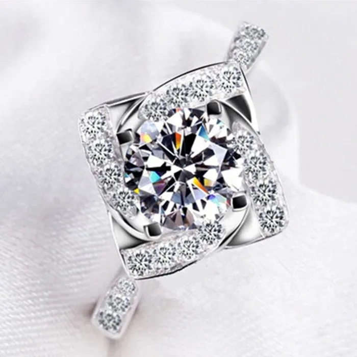 New Fashion Square Shape Flower Rose Design Wedding Ring sparklingselections Rings New Fashion Square Shape Flower Rose Design Wedding Ring sparklingselections Rings