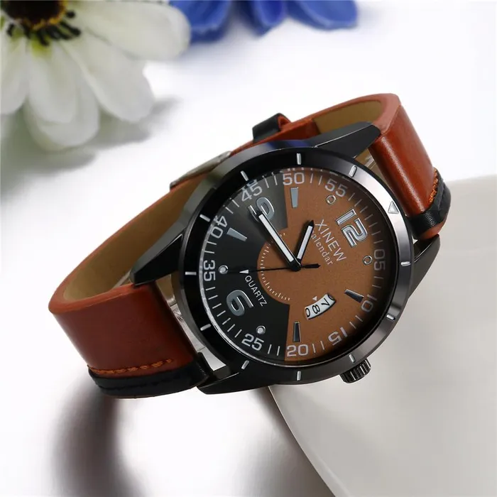 New Men Luxury Design Leather Watch sparklingselections Watches