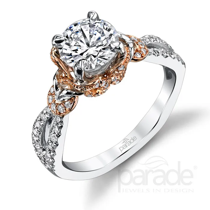 PARADE 18K White Rose Gold Crisscross Engagement Ring Parade Designs Rings PARADE 18K White Rose Gold Crisscross Engagement Ring Parade Designs Rings