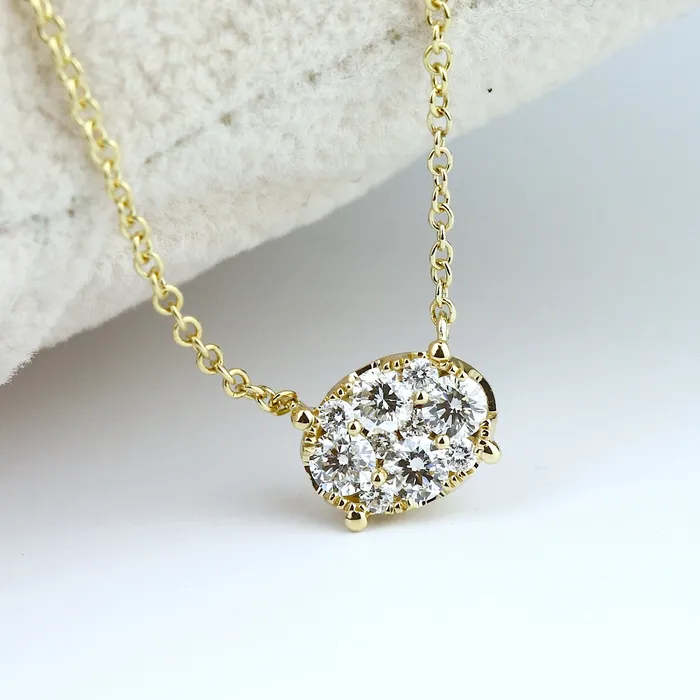 Parade Designs Necklaces Parade 18KY Oval Cluster Diamond Necklace