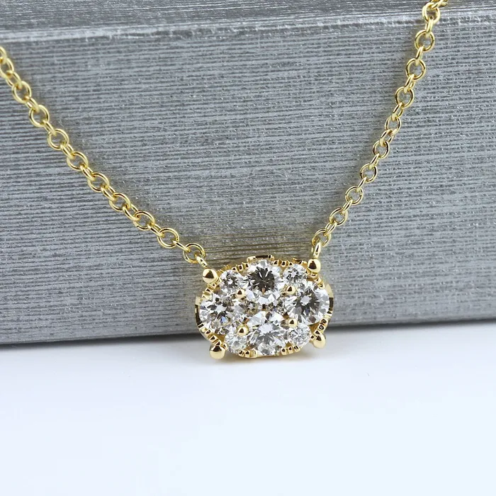 Parade Designs Necklaces Parade 18KY Oval Cluster Diamond Necklace Parade Designs Necklaces Parade 18KY Oval Cluster Diamond Necklace