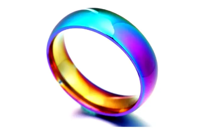 Rainbow Colorful Ring Titanium Steel Wedding Band Sparkling Selection Rings Rainbow Colorful Ring Titanium Steel Wedding Band Sparkling Selection Rings