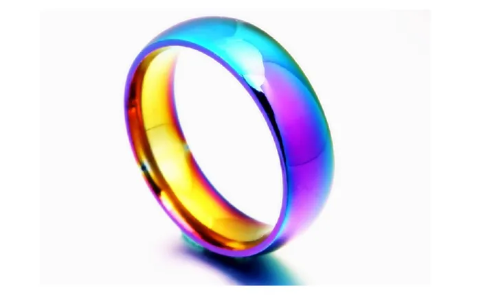 Rainbow Colorful Ring Titanium Steel Wedding Band Sparkling Selection Rings Rainbow Colorful Ring Titanium Steel Wedding Band Sparkling Selection Rings