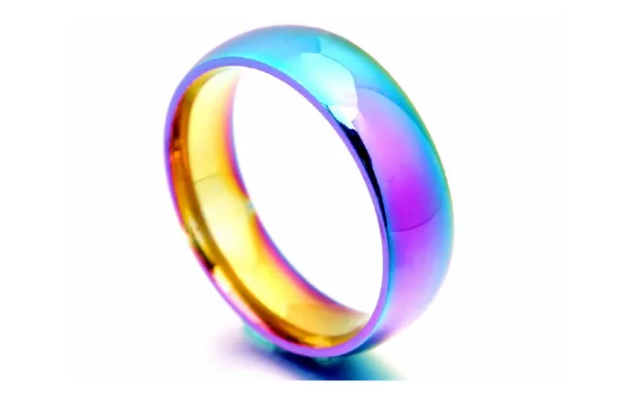 Rainbow Colorful Ring Titanium Steel Wedding Band Sparkling Selection Rings Rainbow Colorful Ring Titanium Steel Wedding Band Sparkling Selection Rings