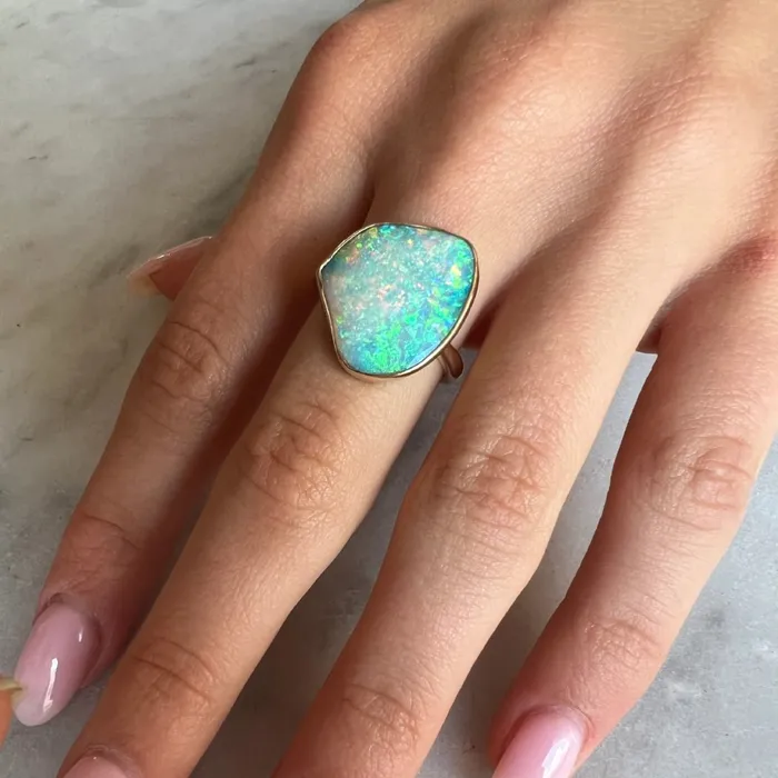 Rings Emily Amey Jewelry Australian Opal Cocktail ring in 14k Yellow gold