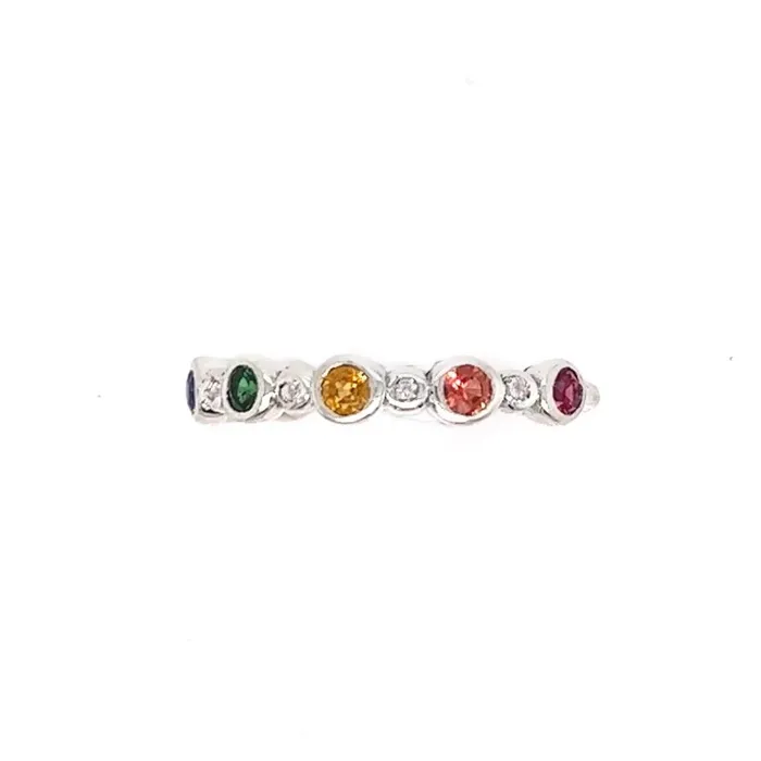 Rings Emily Amey Jewelry Sapphire and Diamond Rainbow Band in Sterling Silver Rings Emily Amey Jewelry Sapphire and Diamond Rainbow Band in Sterling Silver