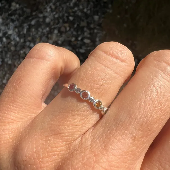 Rings Emily Amey Jewelry Sapphire and Diamond Rainbow Band in Sterling Silver