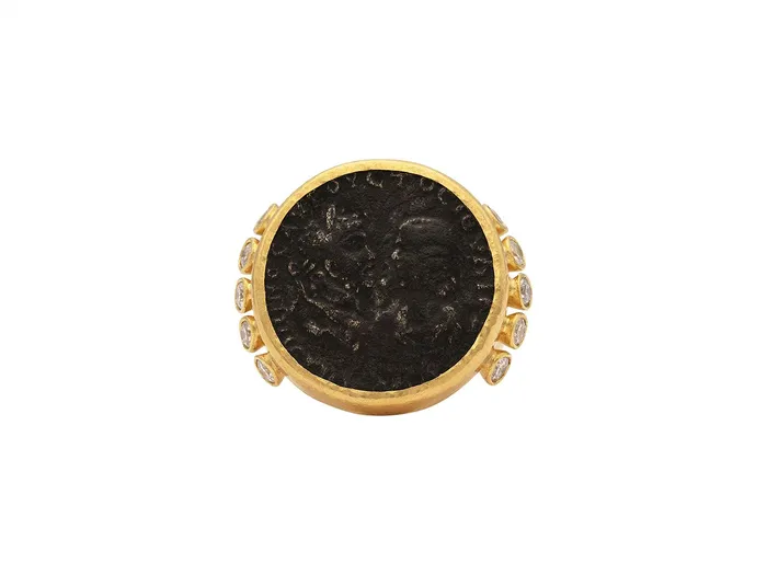Rings GG GOLD OOAK GURHAN Antiquities Gold Coin Cocktail Ring 25mm Round