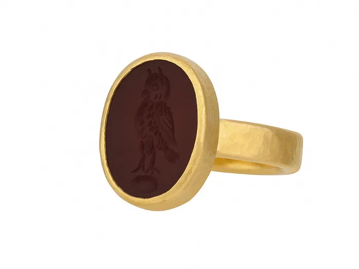 Rings GG GOLD OOAK GURHAN Antiquities Gold Intaglio Cocktail Ring 16x12mm Oval Bird Rings GG GOLD OOAK GURHAN Antiquities Gold Intaglio Cocktail Ring 16x12mm Oval Bird