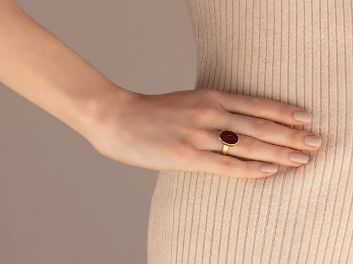 Rings GG GOLD OOAK GURHAN Antiquities Gold Intaglio Cocktail Ring 16x12mm Oval Bird Rings GG GOLD OOAK GURHAN Antiquities Gold Intaglio Cocktail Ring 16x12mm Oval Bird