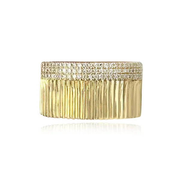 Rings Half Pave Half Fluted Thick Ring Alev Jewelry