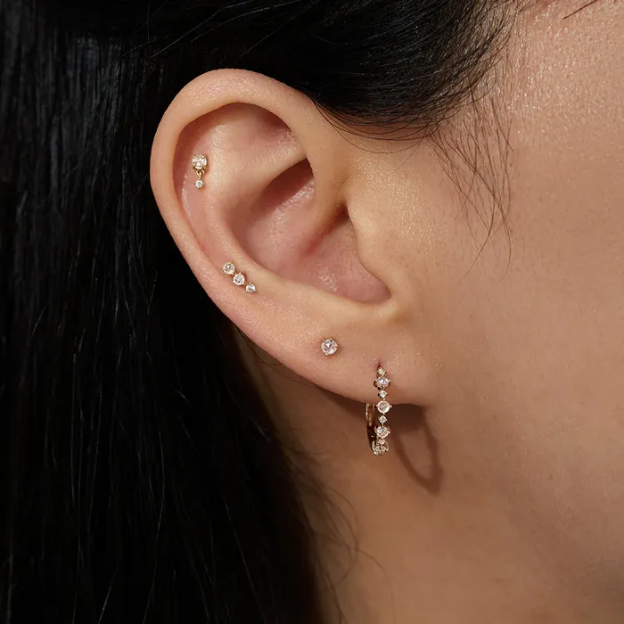ROSALYN Rose Cut White Sapphire Solitaire Stud Earring Aurelie Gi Earrings ROSALYN Rose Cut White Sapphire Solitaire Stud Earring Aurelie Gi Earrings