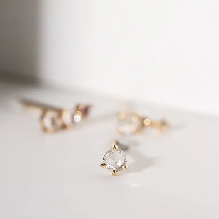 ROSALYN Rose Cut White Sapphire Solitaire Stud Earring Aurelie Gi Earrings ROSALYN Rose Cut White Sapphire Solitaire Stud Earring Aurelie Gi Earrings