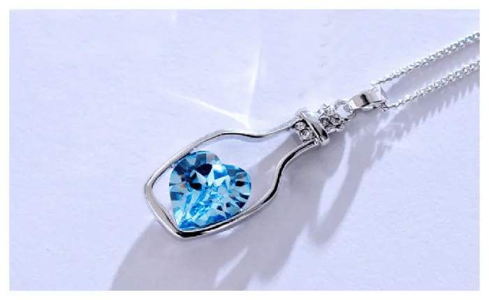 Sparkling Selections Necklaces Love Drift Bottles Pendant Necklace Blue Heart Crystal Pendant Necklace for Women Sparkling Selections Necklaces Love Drift Bottles Pendant Necklace Blue Heart Crystal Pendant Necklace for Women