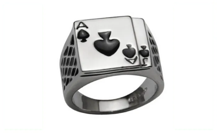 Sparkling Selections Rings New Mens 18k White Gold Plated Black Enamel Spades Poker Ring Sparkling Selections Rings New Mens 18k White Gold Plated Black Enamel Spades Poker Ring