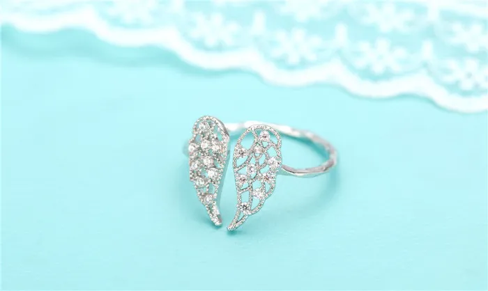 sparklingselections AAA Zircon Angel Wings Stretch Ring for women Adjustable Rings