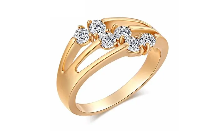 sparklingselections Cherry Shape AAA Zircon Gold Color Ring 7 Rings