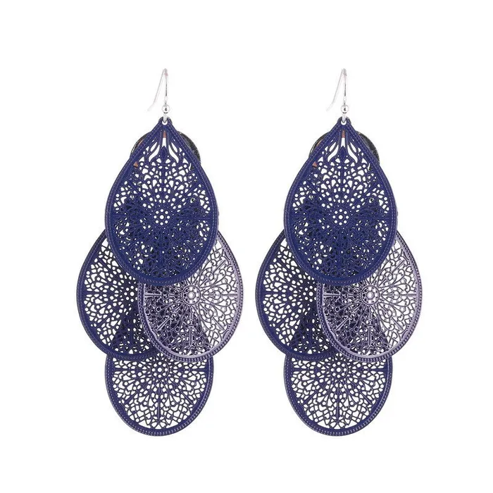 sparklingselections Multiple Layers Hollow Leaf Big Drop Earring for Women Earrings sparklingselections Multiple Layers Hollow Leaf Big Drop Earring for Women Earrings