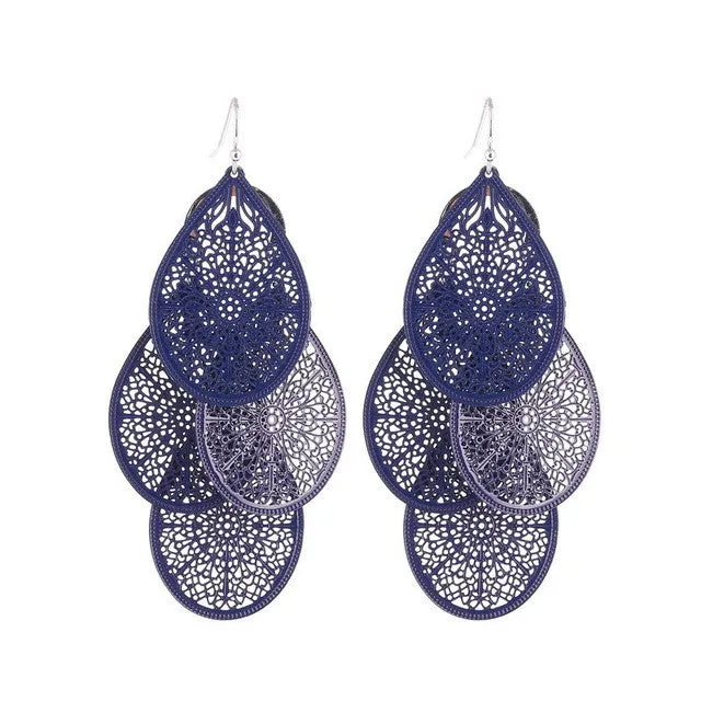 sparklingselections Multiple Layers Hollow Leaf Big Drop Earring for Women Earrings sparklingselections Multiple Layers Hollow Leaf Big Drop Earring for Women Earrings