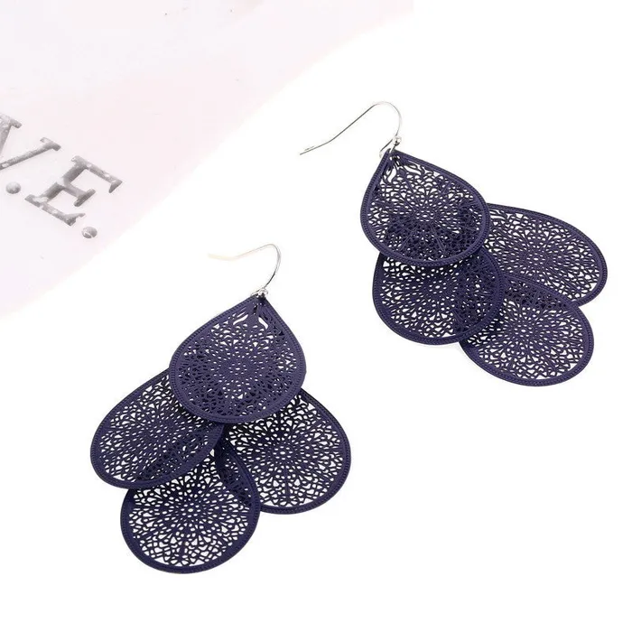 sparklingselections Multiple Layers Hollow Leaf Big Drop Earring for Women Earrings sparklingselections Multiple Layers Hollow Leaf Big Drop Earring for Women Earrings