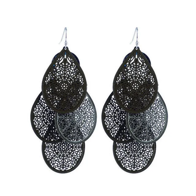 sparklingselections Multiple Layers Hollow Leaf Big Drop Earring for Women Earrings sparklingselections Multiple Layers Hollow Leaf Big Drop Earring for Women Earrings