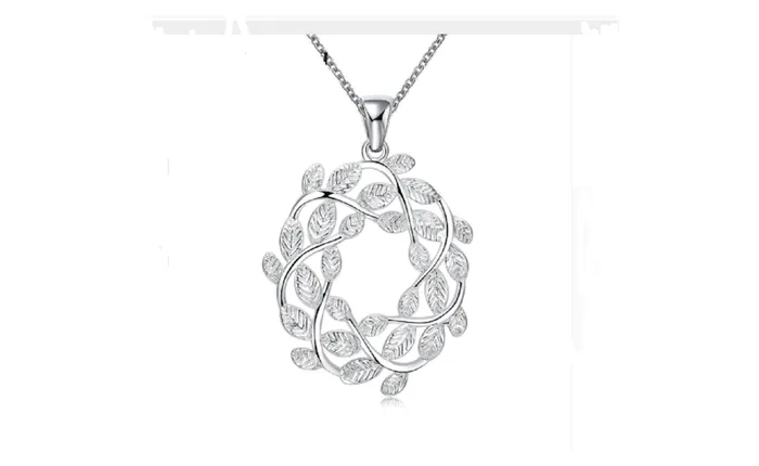 sparklingselections Necklaces Silver Plated Brand New Design Leaf Shape Pendant Necklaces sparklingselections Necklaces Silver Plated Brand New Design Leaf Shape Pendant Necklaces