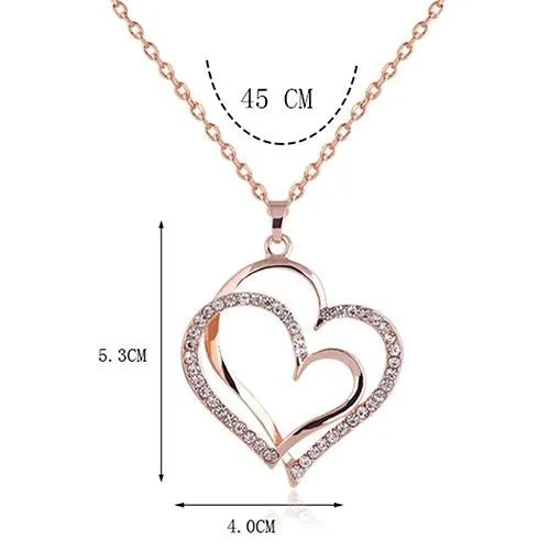 sparklingselections Necklaces Womens Romantic Double Love Heart Rhinestone Choker Chain Necklace sparklingselections Necklaces Womens Romantic Double Love Heart Rhinestone Choker Chain Necklace