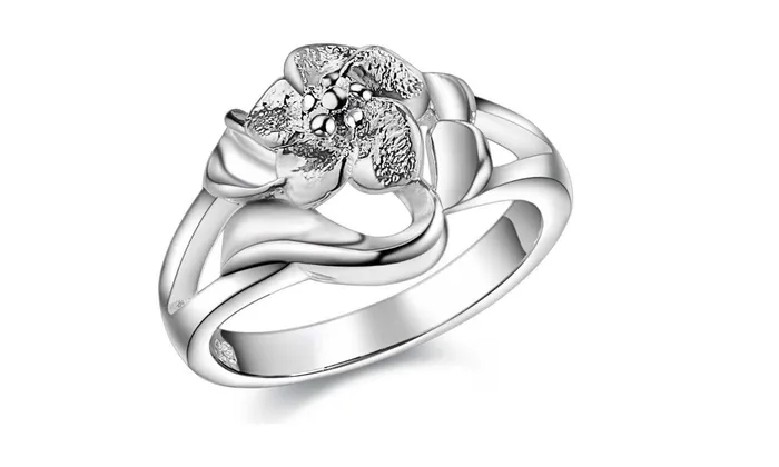 sparklingselections Rings Fashion Silver Plated Cool Flower Shape Ring 7