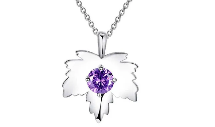 sparklingselections Silver Plated Party Canadian Leaf Pendant Necklace Necklaces sparklingselections Silver Plated Party Canadian Leaf Pendant Necklace Necklaces