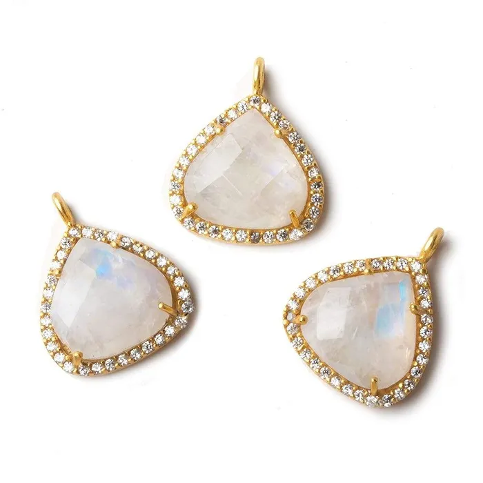 16mm Vermeil CZ Bezel Rainbow Moonstone Heart Pendant 1 piece Beadsofcambaycom Necklaces 16mm Vermeil CZ Bezel Rainbow Moonstone Heart Pendant 1 piece Beadsofcambaycom Necklaces