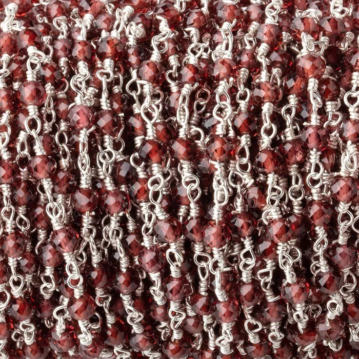 35mm Garnet Micro Faceted Rondelles on Silver Plated Chain Beadsofcambaycom Necklaces 35mm Garnet Micro Faceted Rondelles on Silver Plated Chain Beadsofcambaycom Necklaces