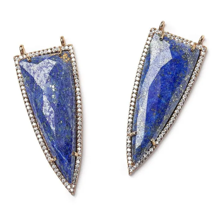 Beadsofcambaycom 45x18mm Rose Gold Bezel CZ Lapis Lazuli Faceted Point Pendant 1 focal bead Necklaces Beadsofcambaycom 45x18mm Rose Gold Bezel CZ Lapis Lazuli Faceted Point Pendant 1 focal bead Necklaces