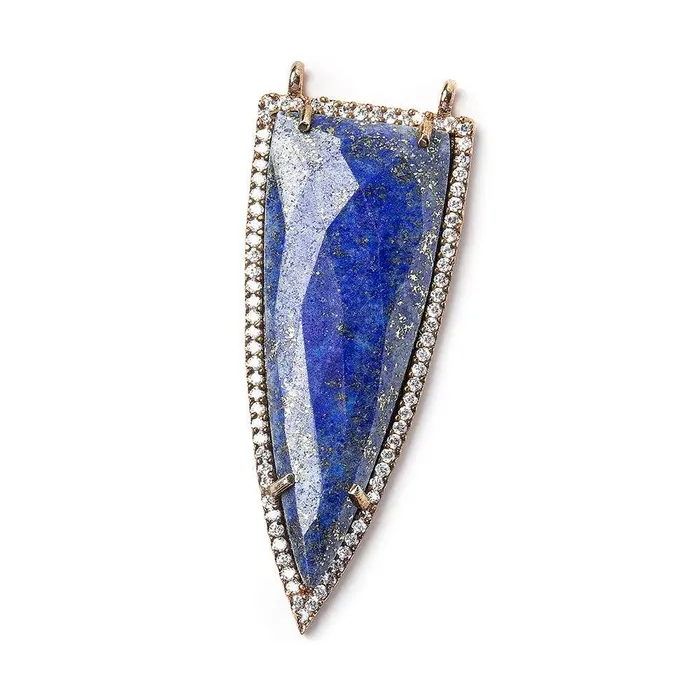 Beadsofcambaycom 45x18mm Rose Gold Bezel CZ Lapis Lazuli Faceted Point Pendant 1 focal bead Necklaces Beadsofcambaycom 45x18mm Rose Gold Bezel CZ Lapis Lazuli Faceted Point Pendant 1 focal bead Necklaces