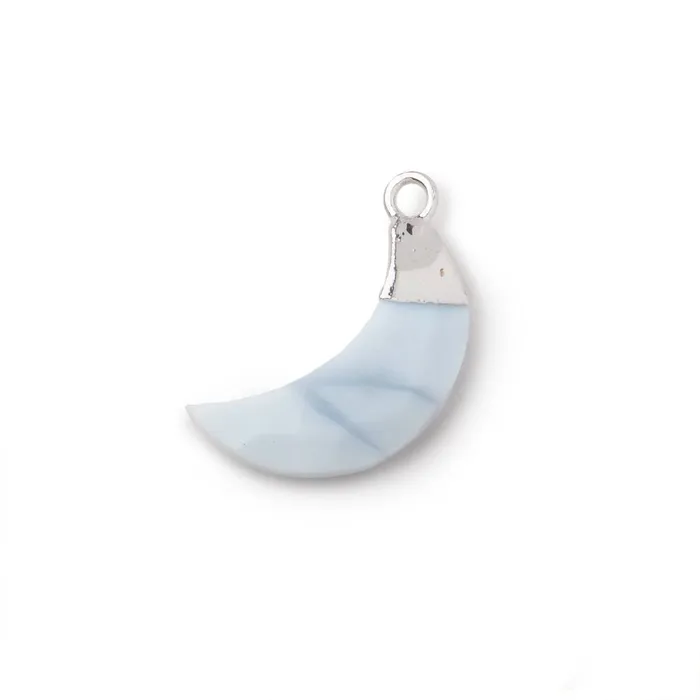 Beadsofcambaycom Necklaces 14x4mm Silver Leafed Owyhee Opal Faceted Crescent Moon Focal Pendant 1 piece Beadsofcambaycom Necklaces 14x4mm Silver Leafed Owyhee Opal Faceted Crescent Moon Focal Pendant 1 piece