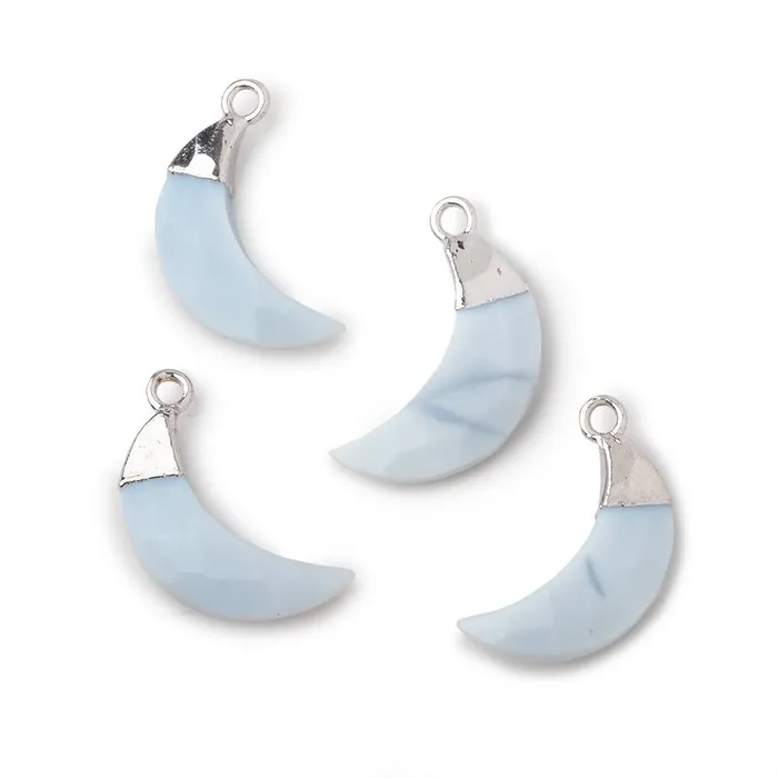 Beadsofcambaycom Necklaces 14x4mm Silver Leafed Owyhee Opal Faceted Crescent Moon Focal Pendant 1 piece Beadsofcambaycom Necklaces 14x4mm Silver Leafed Owyhee Opal Faceted Crescent Moon Focal Pendant 1 piece