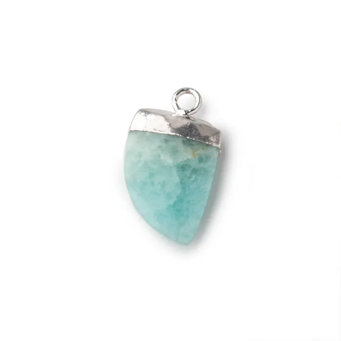 Beadsofcambaycom Necklaces 18x10mm Silver Leafed Amazonite Horn Pendant 1 piece Beadsofcambaycom Necklaces 18x10mm Silver Leafed Amazonite Horn Pendant 1 piece