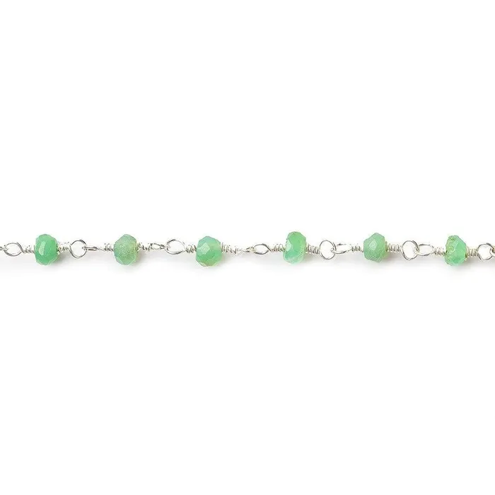 Beadsofcambaycom Necklaces Chrysoprase Silver plated Wire Wrapped Chain Beadsofcambaycom Necklaces Chrysoprase Silver plated Wire Wrapped Chain