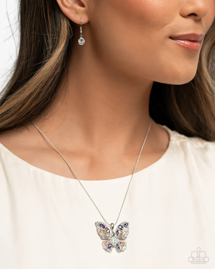 Complete Look Purple Butterfly Necklace and Ring Set Jewelry by Bretta Paparazzi Accessories Necklaces