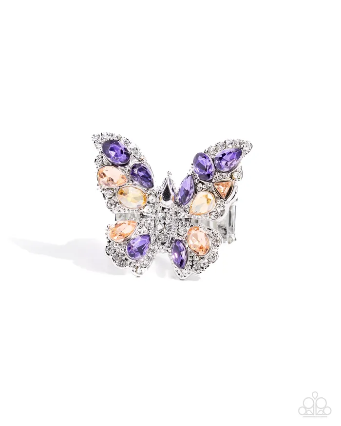 Complete Look Purple Butterfly Necklace and Ring Set Jewelry by Bretta Paparazzi Accessories Necklaces