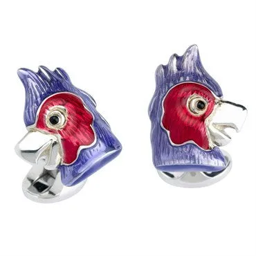 Deakin Francis Rings Deakin Francis Sterling Silver Enamel Parrot Cufflinks
