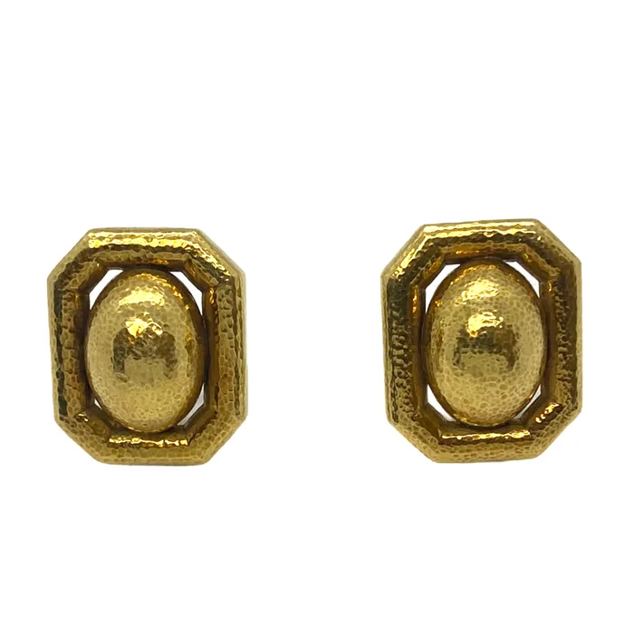 Earrings David Webb Large David Webb Hammered Gold Earrings