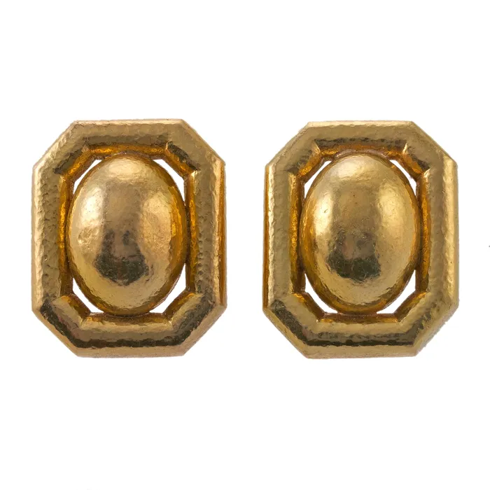 Earrings David Webb Large David Webb Hammered Gold Earrings
